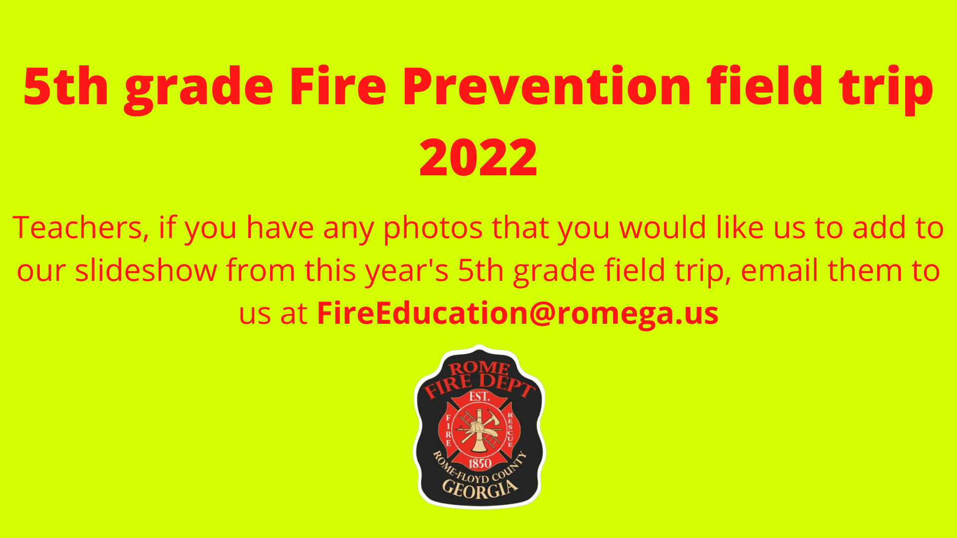 5th grade Fire Prevention field trip 2022